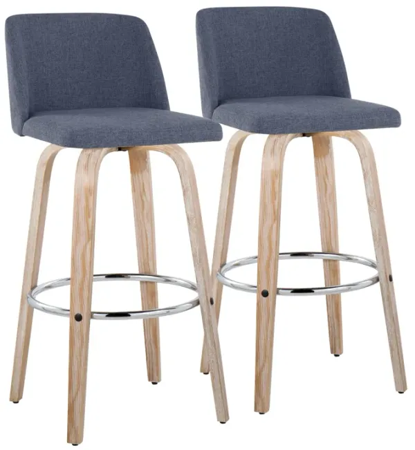 Toriano - Contemporary Fixed Height Barstool With Swivel & Round Footrest (Set of 2)