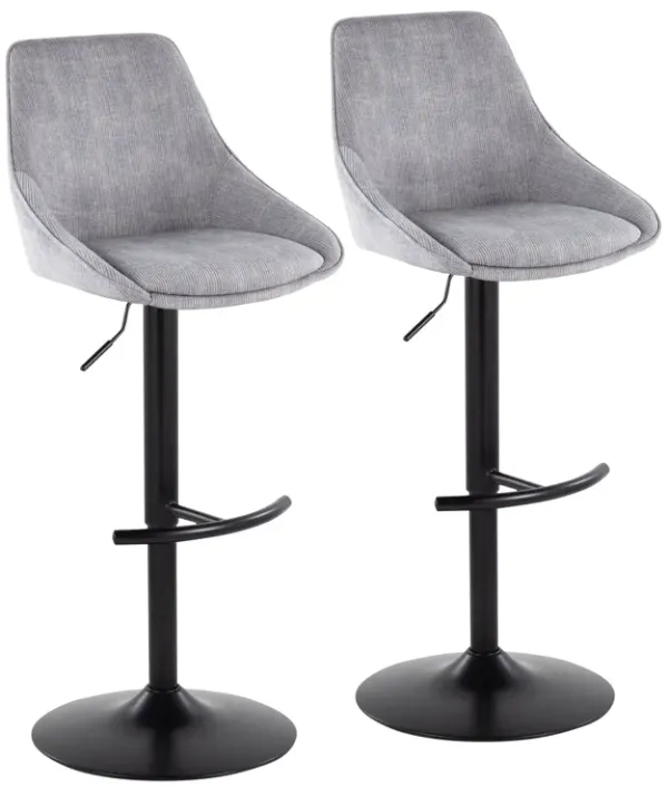 Diana - Contemporary Adjustable Barstool & Swivel With Rounded T Footrest (Set of 2)