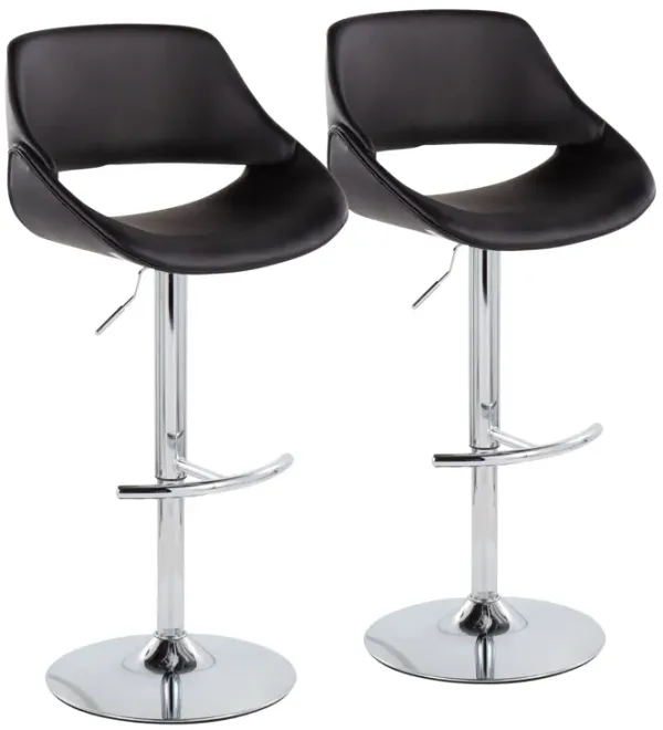 Fabrico - Contemporary Adjustable Bar Stool With Rounded T Footrest (Set of 2)