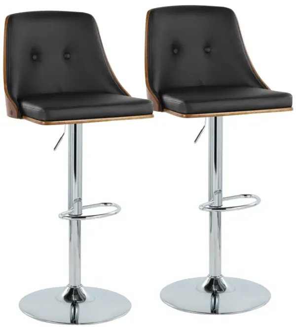 Gianna - Mid Century Modern Adjustable Barstool With Swivel With Oval Footrest (Set of 2)