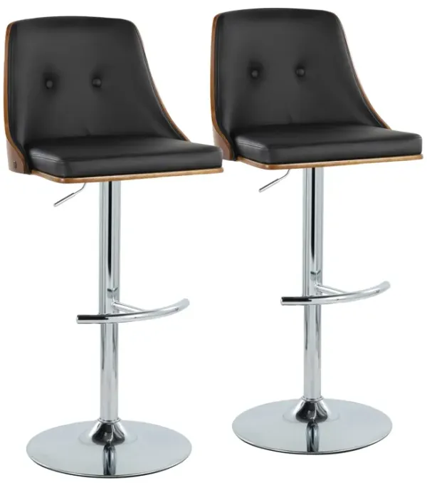 Gianna - Mid Century Modern Adjustable Barstool With Swivel With Rounded T Footrest (Set of 2)