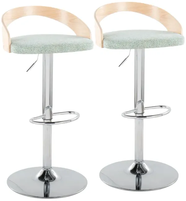 Grotto - Mid Century Modern Adjustable Height Barstool & Swivel With Oval Footrest (Set of 2)