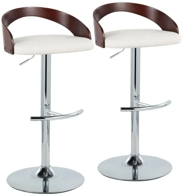 Grotto - Contemporary Adjustable Barstool & Swivel With Rounded T Footrest (Set of 2)
