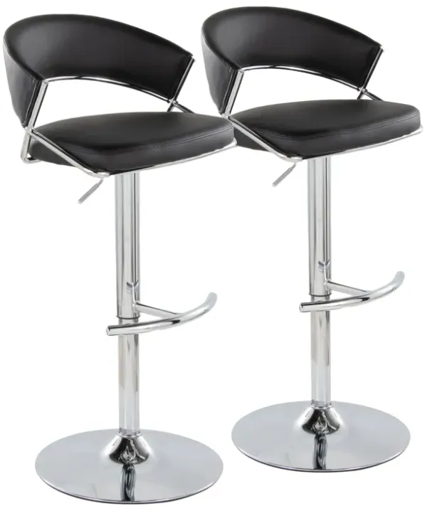Jie - Contemporary Adjustable Barstool With Swivel & Rounded T Footrest (Set of 2)