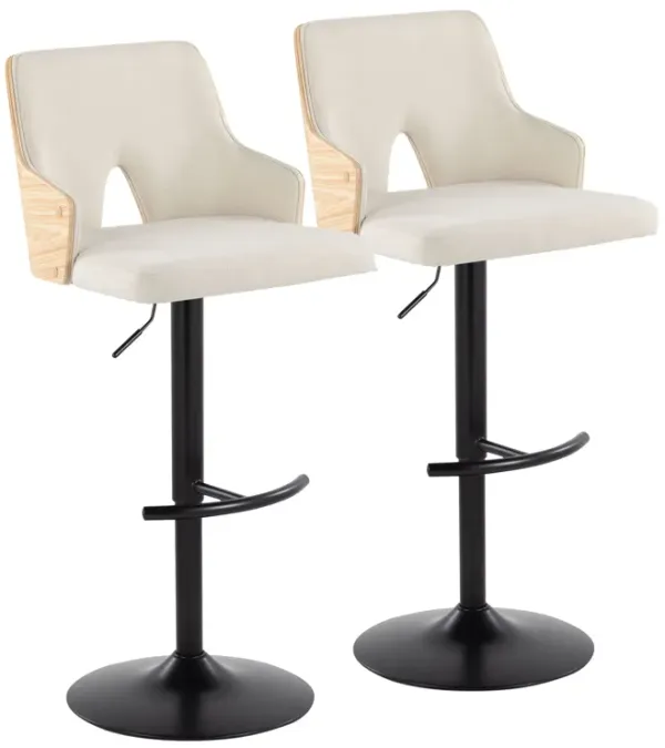 Stella - Contemporary Adjustable Barstool Stool With Swivel And Rounded T Footrest (Set of 2)