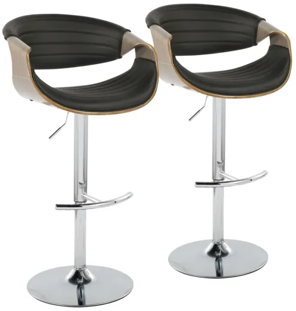 Symphony - Mid Century Modern Adjustable Barstool With Swivel & Rounded T Footrest (Set of 2)