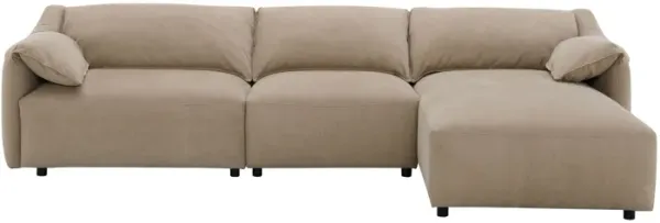 Veata - Suede Sectional Sofa With Right Hand Facing Chaise - Light Brown