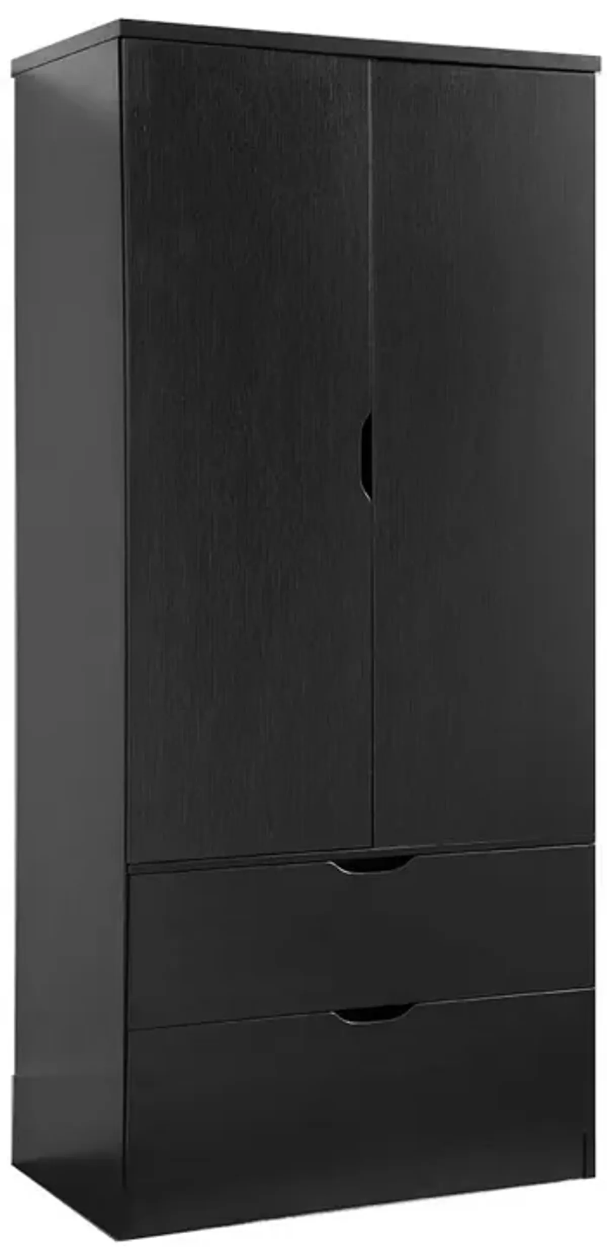 Wardrobe With Two Doors, Two Drawers - Black