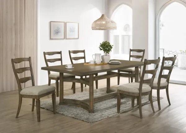 Parfield - 7 Pieces Dining Room Set - Light Brown / Oak