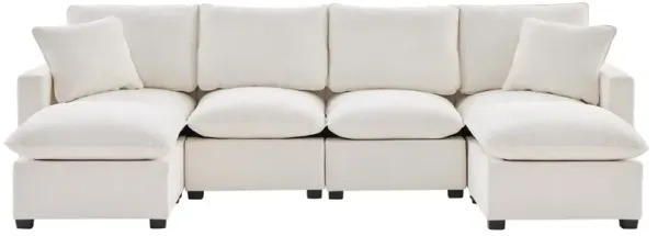 Modern U-Shape Modular Sofa, 6 Seat Chenille Sectional Couch Set With 2 Pillows Included, Freely Combinable Indoor Funiture For Living Room, Apartment, Office