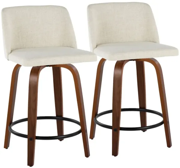 Toriano - Contemporary Fixed Height Counter Stool Swivel With Round Footrest (Set of 2)