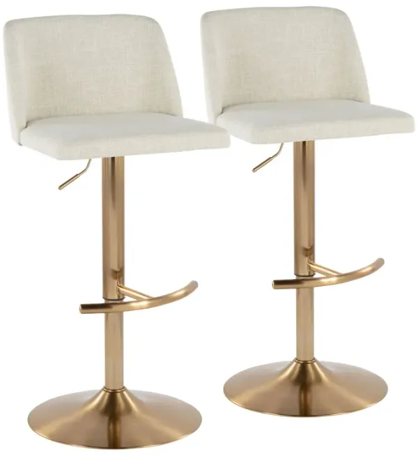 Toriano - Contemporary Adjustable Barstool Swivel With Rounded T Footrest (Set of 2)