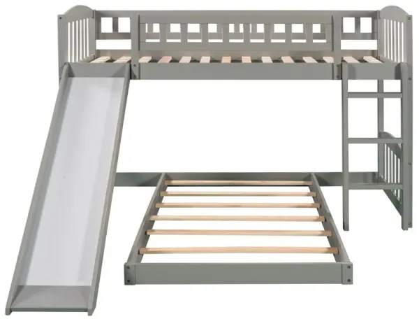 Twin Over Twin Bunk Bed & Slide And Ladder - Gray