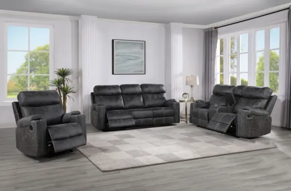 Hirah - 3 Piece Living Room Set - Dark Gray