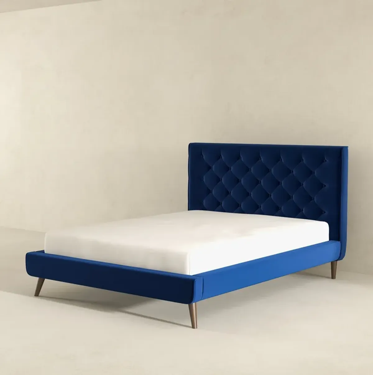 Dillon - Mid-Century Velvet Platform Bed