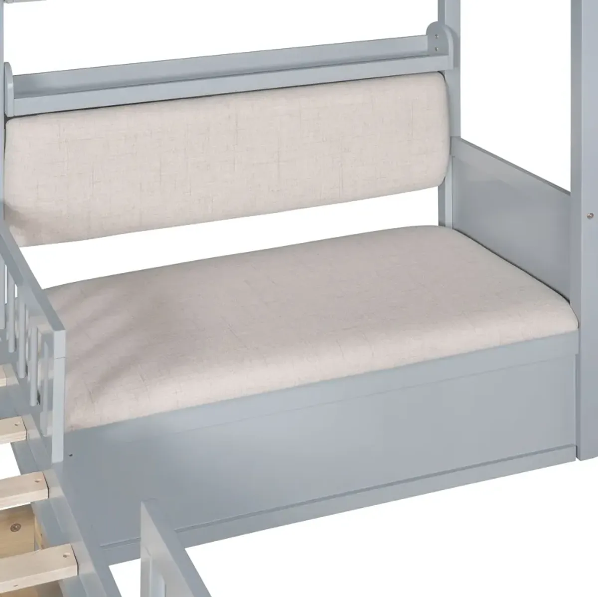 House Bed With Sofa, Kids Platform Bed With 2 Drawers And Storage Shelf