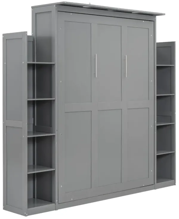 Wall Murphy Bed With Shelves And LED Lights