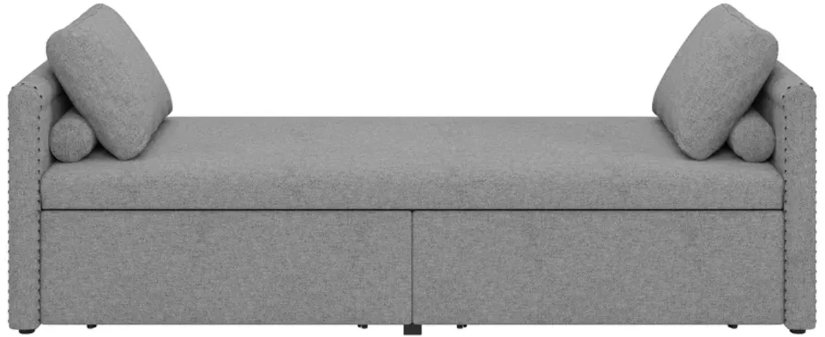 Modern Upholstered Chaise Lounger Daybed With Pillows Small Single Daybed, No Mattress Needed