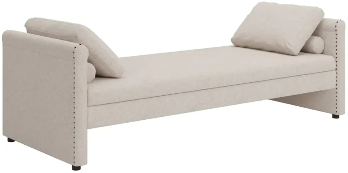 Modern Upholstered Chaise Lounger Daybed With Pillows Small Single Daybed, No Mattress Needed