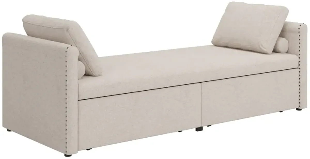 Modern Upholstered Chaise Lounger Daybed With Pillows Small Single Daybed, No Mattress Needed