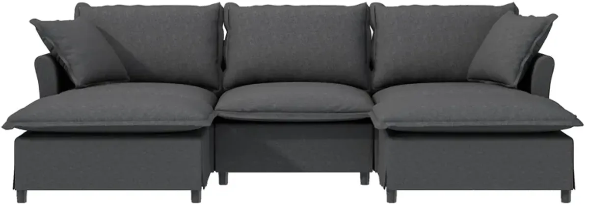 Sectional Sofa With Ottoman Cloud Couch Set With Throw Pillows, Free Combination