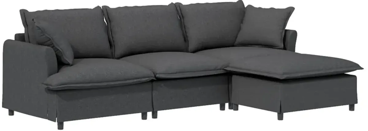 Sectional Sofa With Ottoman Cloud Couch Set With Throw Pillows, Free Combination