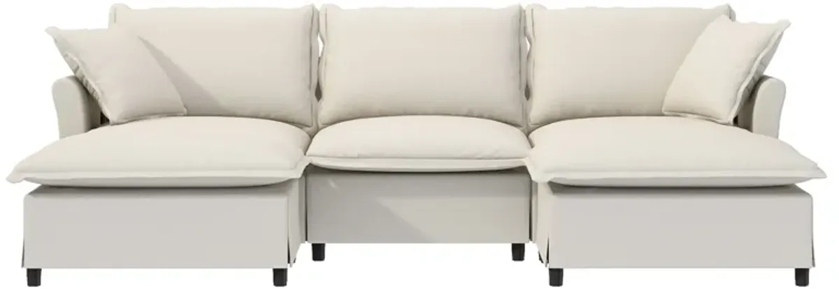 Sectional Sofa With Ottoman Cloud Couch Set With Throw Pillows, Free Combination