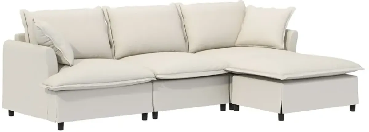 Sectional Sofa With Ottoman Cloud Couch Set With Throw Pillows, Free Combination