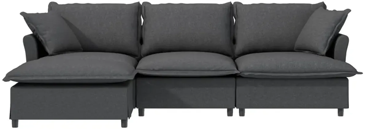 Sectional Sofa With Ottoman Cloud Couch Set With Throw Pillows, Free Combination