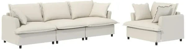 Living Room Set Modular Sectional Couch, Upholstered Sofa & Armchair & Movable Ottoman