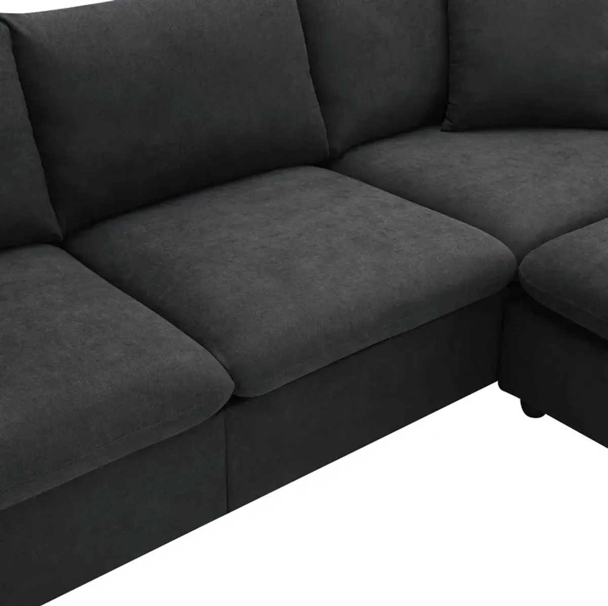 Modern Sectional Sofa With Throw Pillows, Cloud L Shaped Couch Set With Wide 4 Seat Comfy Couch Set With Movable Ottoman