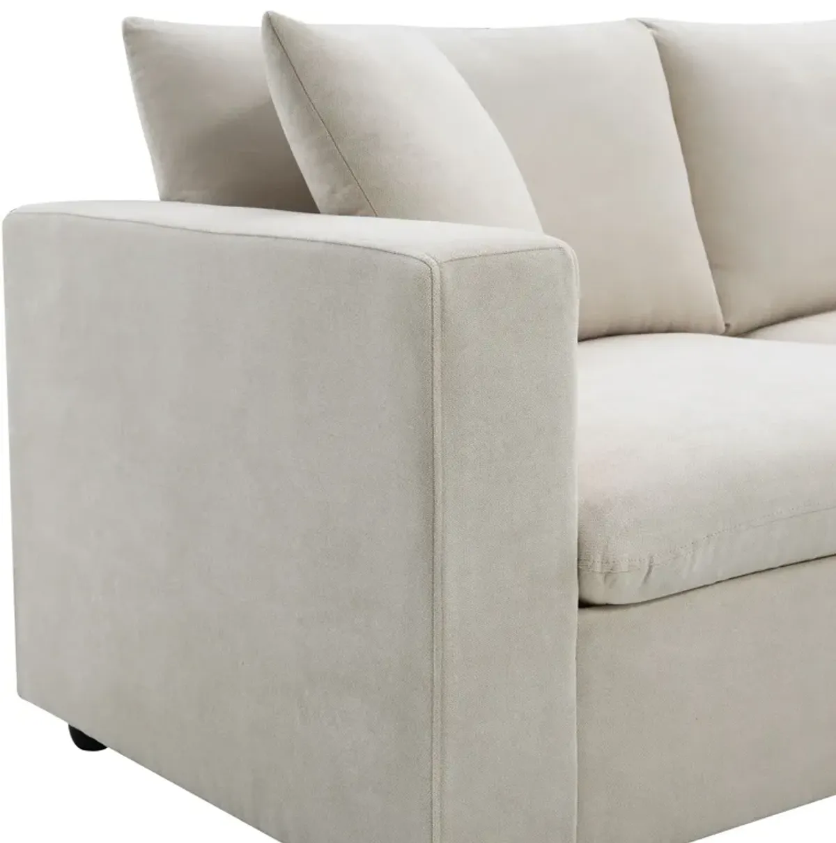 Modern Sectional Sofa With Throw Pillows, Cloud L Shaped Couch Set With Wide 4 Seat Comfy Couch Set With Movable Ottoman