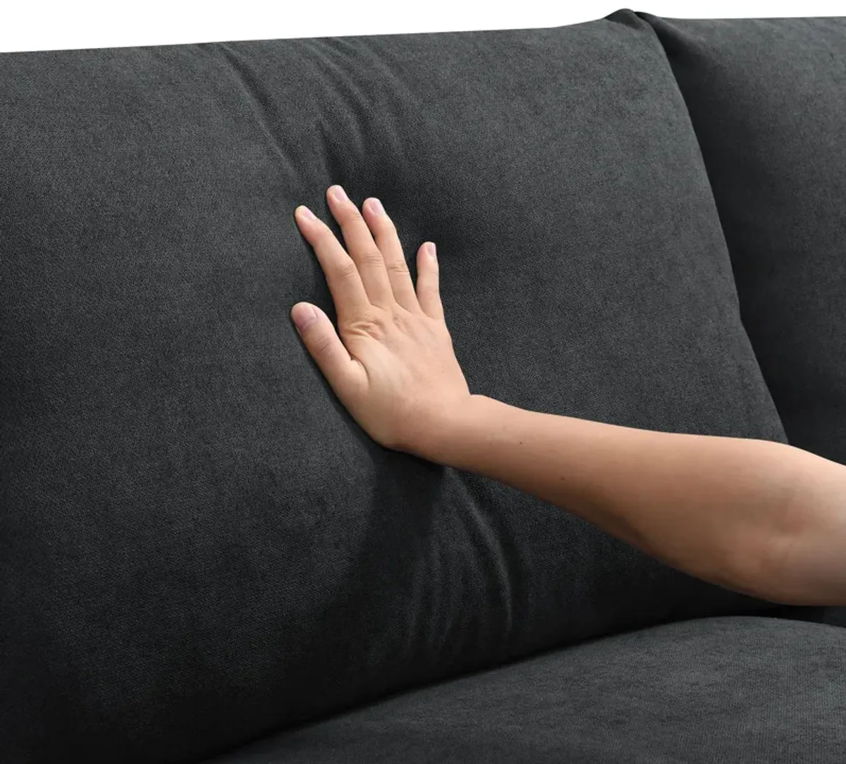 Modern Sectional Sofa With Throw Pillows, Cloud L Shaped Couch Set With Wide 4 Seat Comfy Couch Set With Movable Ottoman