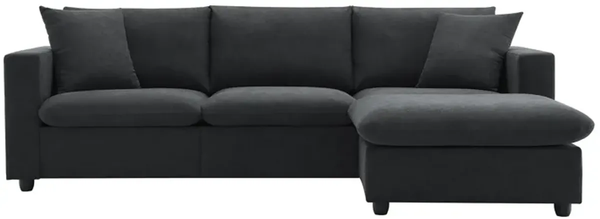 Modern Sectional Sofa With Throw Pillows, Cloud L Shaped Couch Set With Wide 4 Seat Comfy Couch Set With Movable Ottoman
