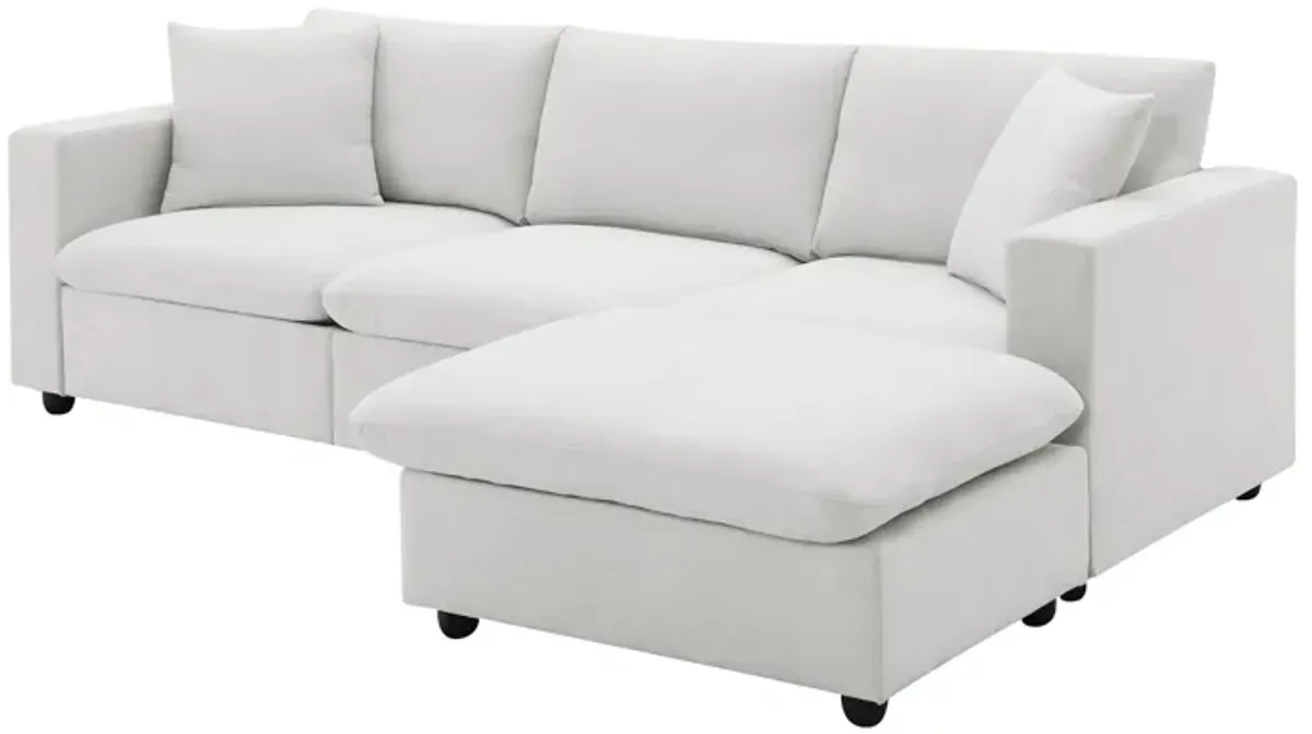 Modern Sectional Sofa With Throw Pillows, Cloud L Shaped Couch Set With Wide 4 Seat Comfy Couch Set With Movable Ottoman