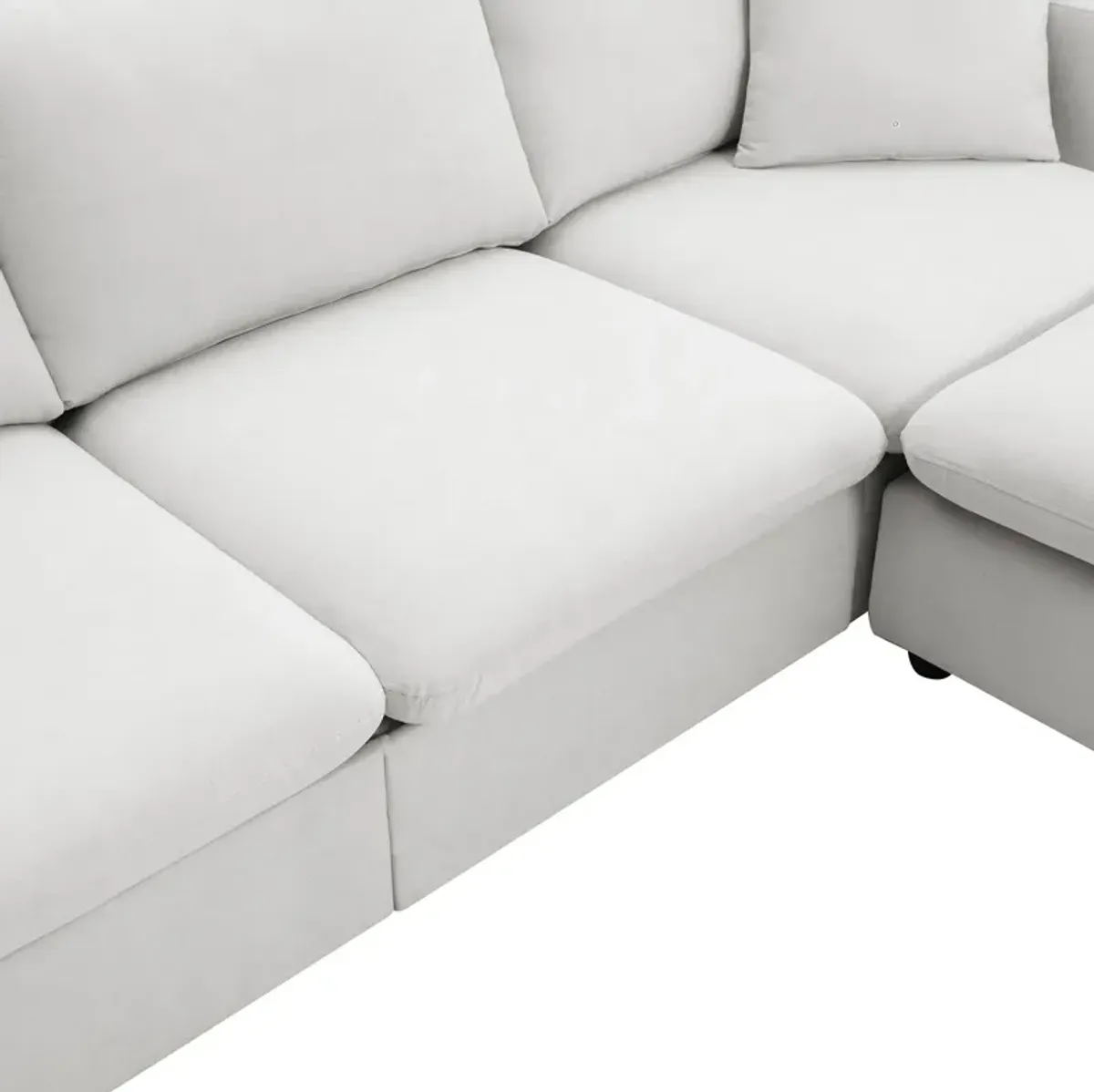 Modern Sectional Sofa With Throw Pillows, Cloud L Shaped Couch Set With Wide 4 Seat Comfy Couch Set With Movable Ottoman