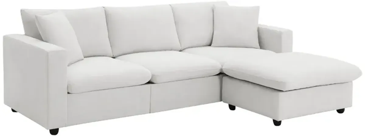 Modern Sectional Sofa With Throw Pillows, Cloud L Shaped Couch Set With Wide 4 Seat Comfy Couch Set With Movable Ottoman