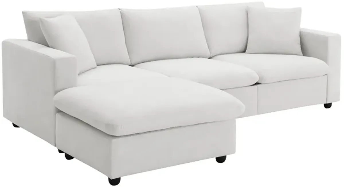 Modern Sectional Sofa With Throw Pillows, Cloud L Shaped Couch Set With Wide 4 Seat Comfy Couch Set With Movable Ottoman