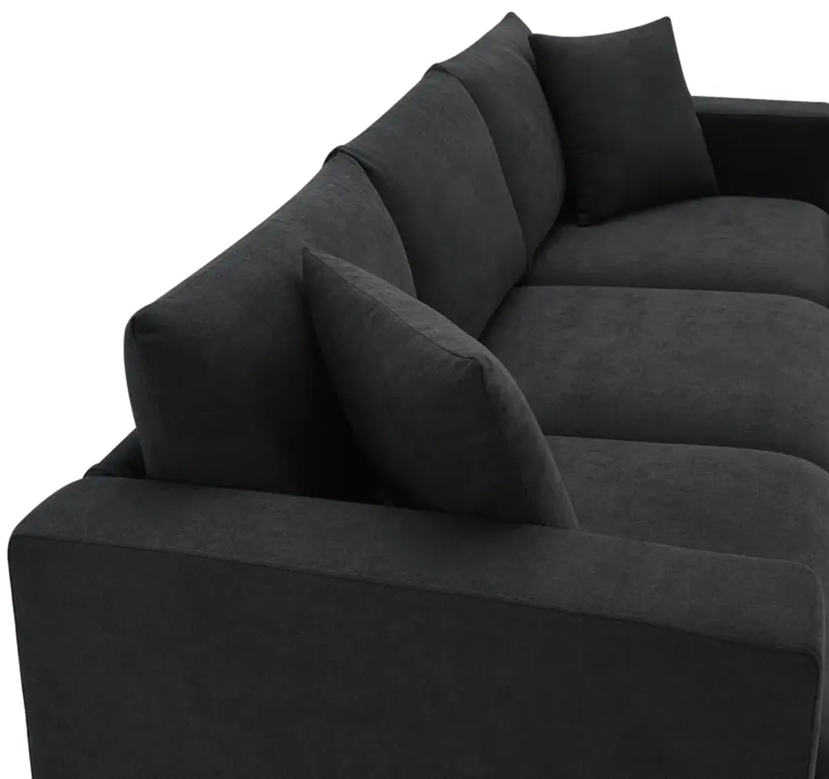 Modern Sectional Sofa With Throw Pillows, Cloud L Shaped Couch Set With Wide 4 Seat Comfy Couch Set With Movable Ottoman