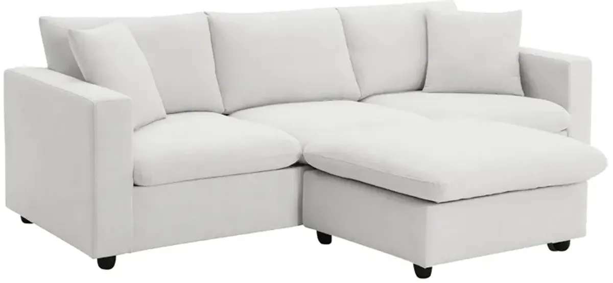 Modern Sectional Sofa With Throw Pillows, Cloud L Shaped Couch Set With Wide 4 Seat Comfy Couch Set With Movable Ottoman