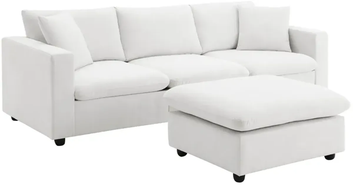 Modern Sectional Sofa With Throw Pillows, Cloud L Shaped Couch Set With Wide 4 Seat Comfy Couch Set With Movable Ottoman
