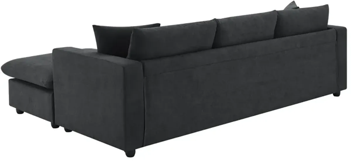 Modern Sectional Sofa With Throw Pillows, Cloud L Shaped Couch Set With Wide 4 Seat Comfy Couch Set With Movable Ottoman