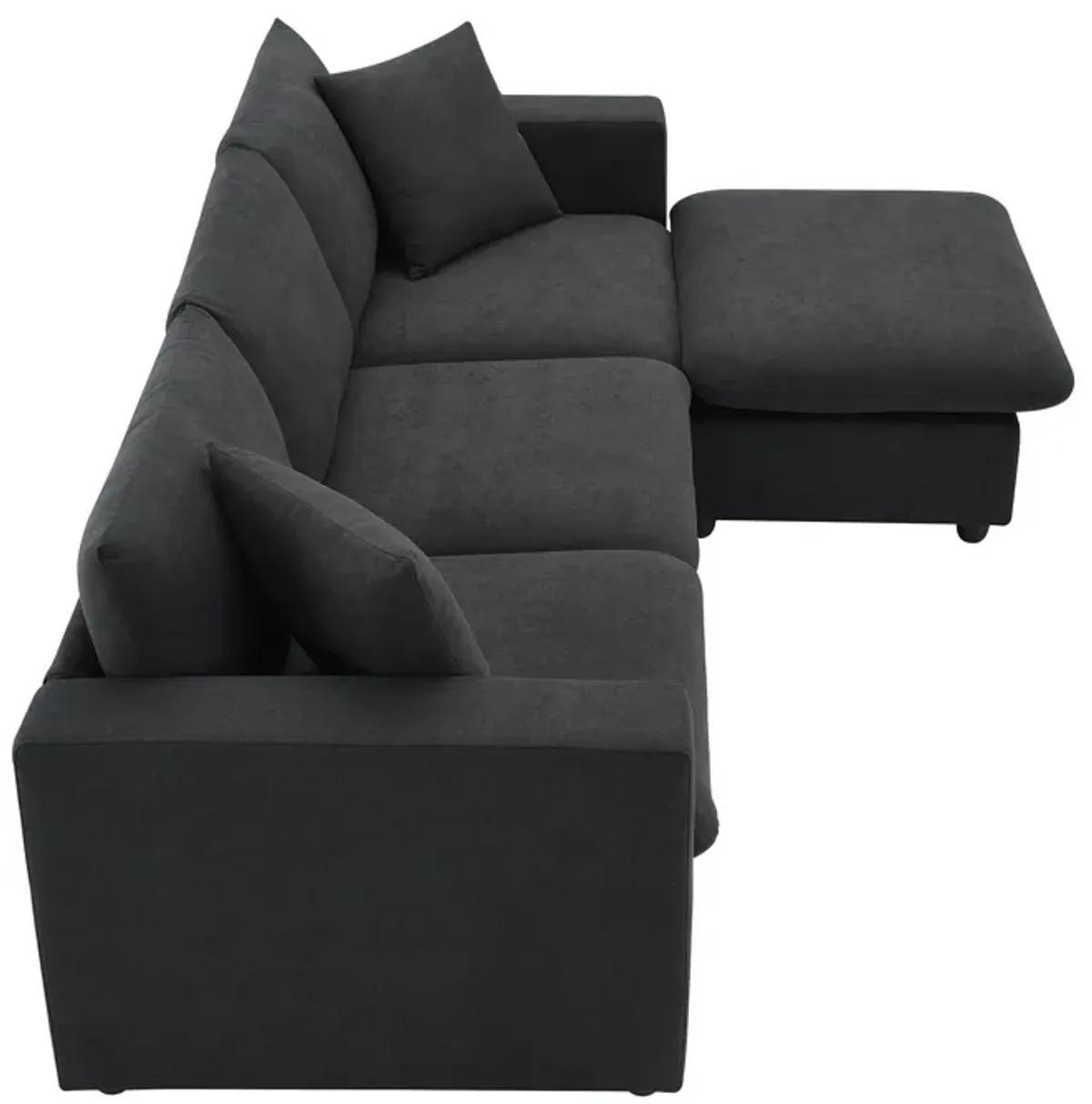 Modern Sectional Sofa With Throw Pillows, Cloud L Shaped Couch Set With Wide 4 Seat Comfy Couch Set With Movable Ottoman