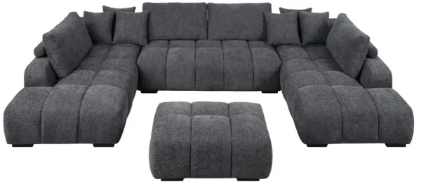 Chosen - Sectional Sofa With Toss Pillows With 2 Chaises With Ottoman - Gray