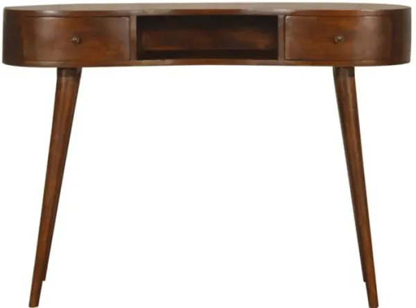 Wave Writing Desk, 2 Drawer - Chestnut