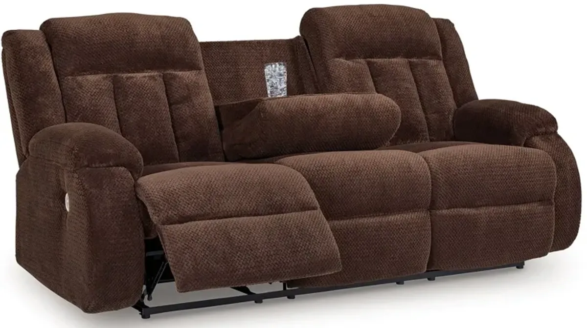 Free Wake - Chocolate - Reclining Power Sofa With Drop Down Table