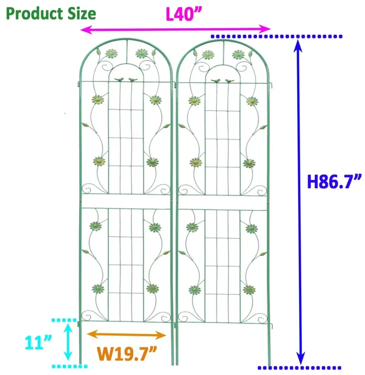 Metal Garden Trellis Rustproof Trellis For Climbing Plant Outdoor Flower Support