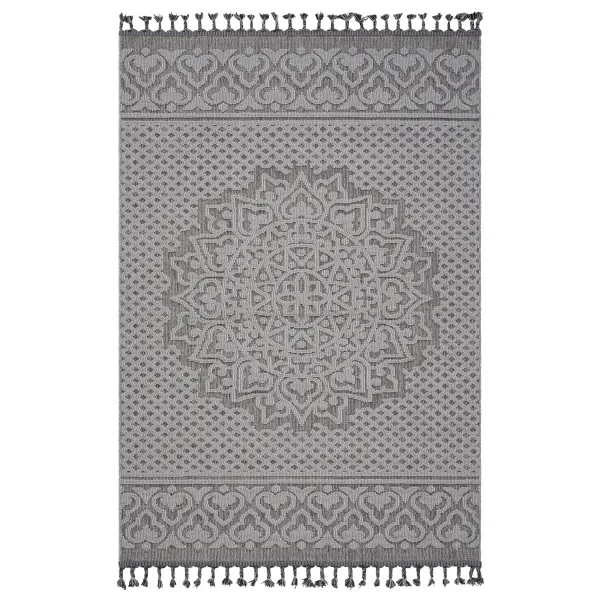 Guros - 4' X 6' Medallion Indoor / Outdoor Area Rug - Gray / White