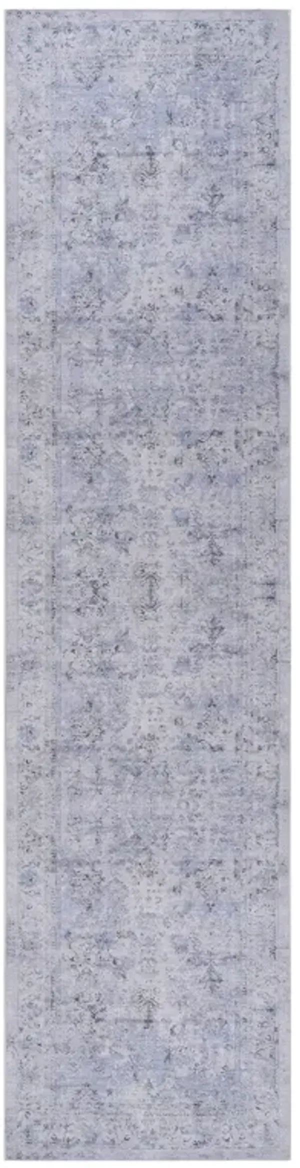 Maval - 2'6'' X 10' Washable Runner Rug - Blue / Cream