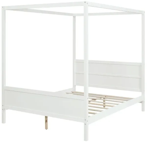 Canopy Platform Bed With Headboard And Footboard, Slat Support Leg
